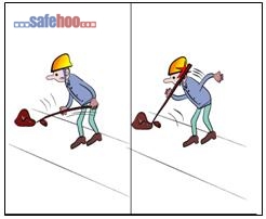 鐵釬撬粘溝鐵反彈，造成臉部傷害