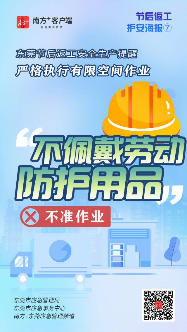 （應(yīng)急）安全生產(chǎn)護(hù)航海報(bào)⑦@東莞有限空間企業(yè)，嚴(yán)格執(zhí)行作業(yè)“七個(gè)不準(zhǔn)”  南方+ 何建文 制圖