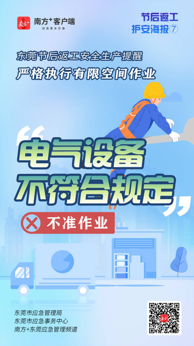 （應(yīng)急）安全生產(chǎn)護(hù)航海報(bào)⑦@東莞有限空間企業(yè)，嚴(yán)格執(zhí)行作業(yè)“七個(gè)不準(zhǔn)”  南方+ 何建文 制圖