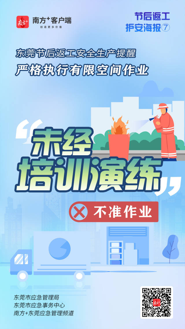 （應(yīng)急）安全生產(chǎn)護(hù)航海報(bào)⑦@東莞有限空間企業(yè)，嚴(yán)格執(zhí)行作業(yè)“七個(gè)不準(zhǔn)”  南方+ 何建文 制圖