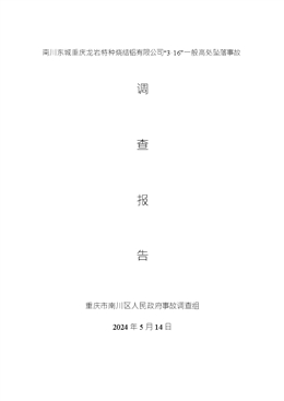 南川東城重慶龍巖特種燒結(jié)鋁有限公司“3·16”一般高處墜落事故調(diào)查報(bào)告