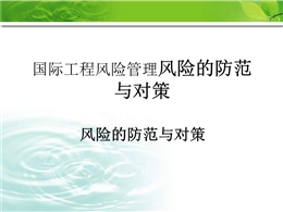 國(guó)際工程風(fēng)險(xiǎn)管理風(fēng)險(xiǎn)的防范與對(duì)策